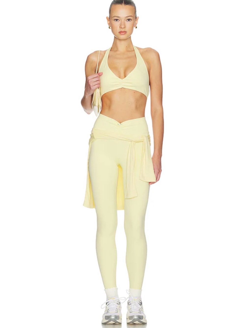 WeWoreWhat Pale Yellow High-Waist Leggings & Bra Set